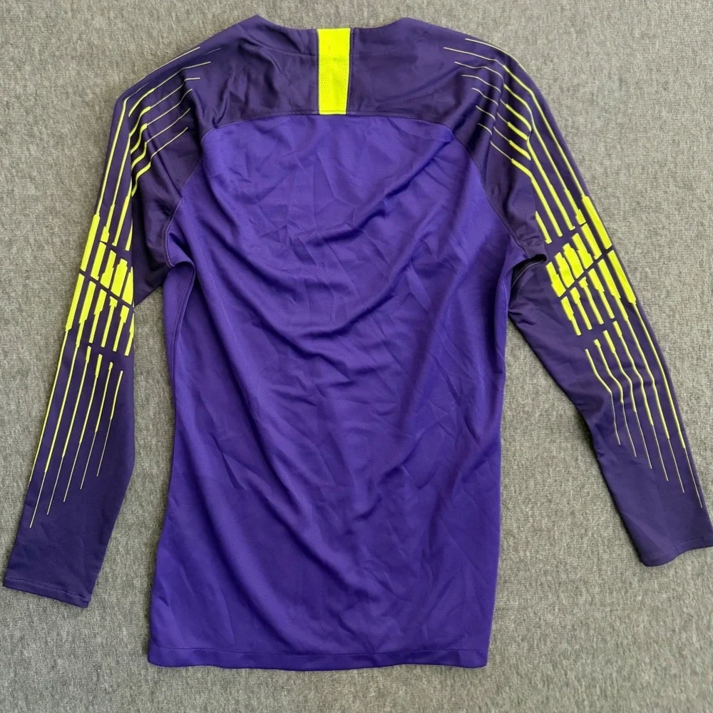 Nike Dri-FIT Mens Purple Volt Yellow Long Sleeve Soccer Training Jersey Size M